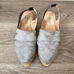 Gaimo Snakeskin Embossed Espadrille Slingback Grey Womens 38 Handmade Spain Boho